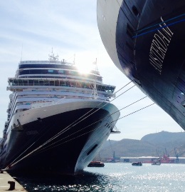 Amsterdam and Eurodam, Docked in Cartagena