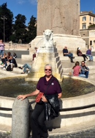 Jeanne at Piazza del Popolo Lion Fountain