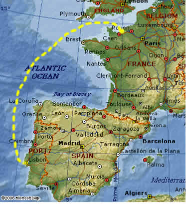 Map - Le Havre to Lisbon